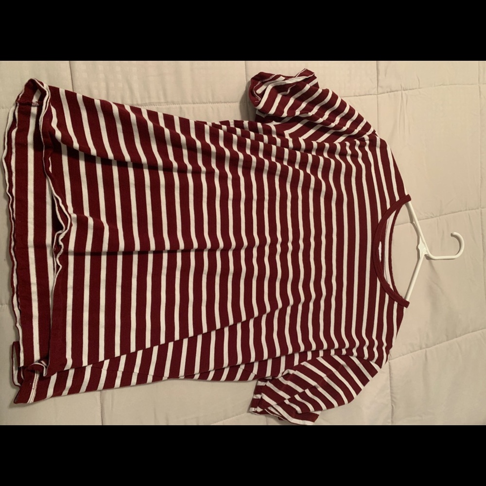 Red and White a striped Shirt